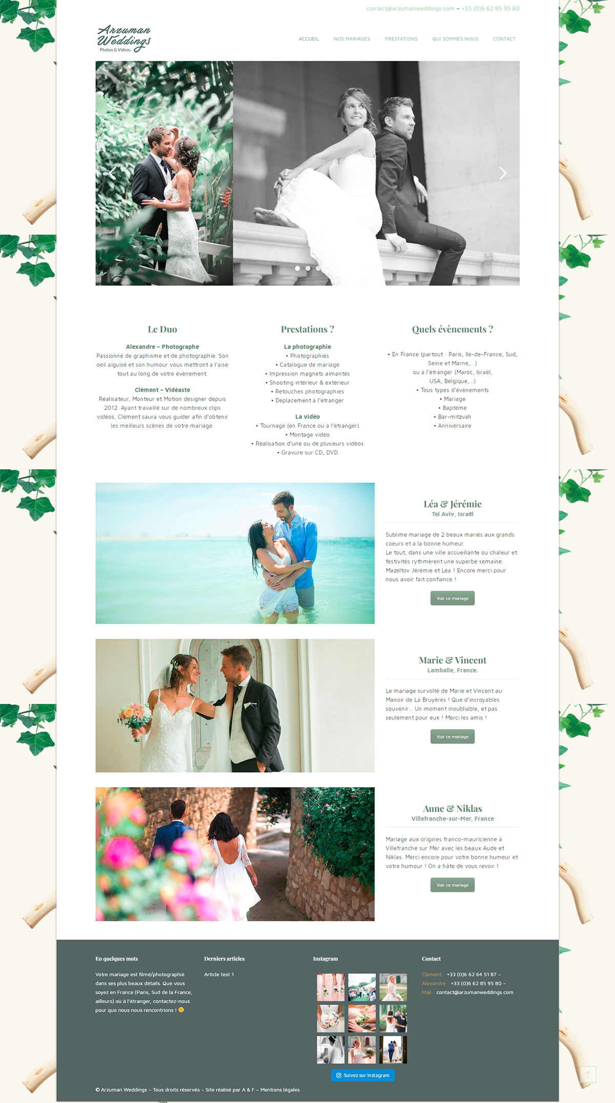 Refonte site web Arzuman Weddings - Laurent Forbault - Webmaster Freelance Paris